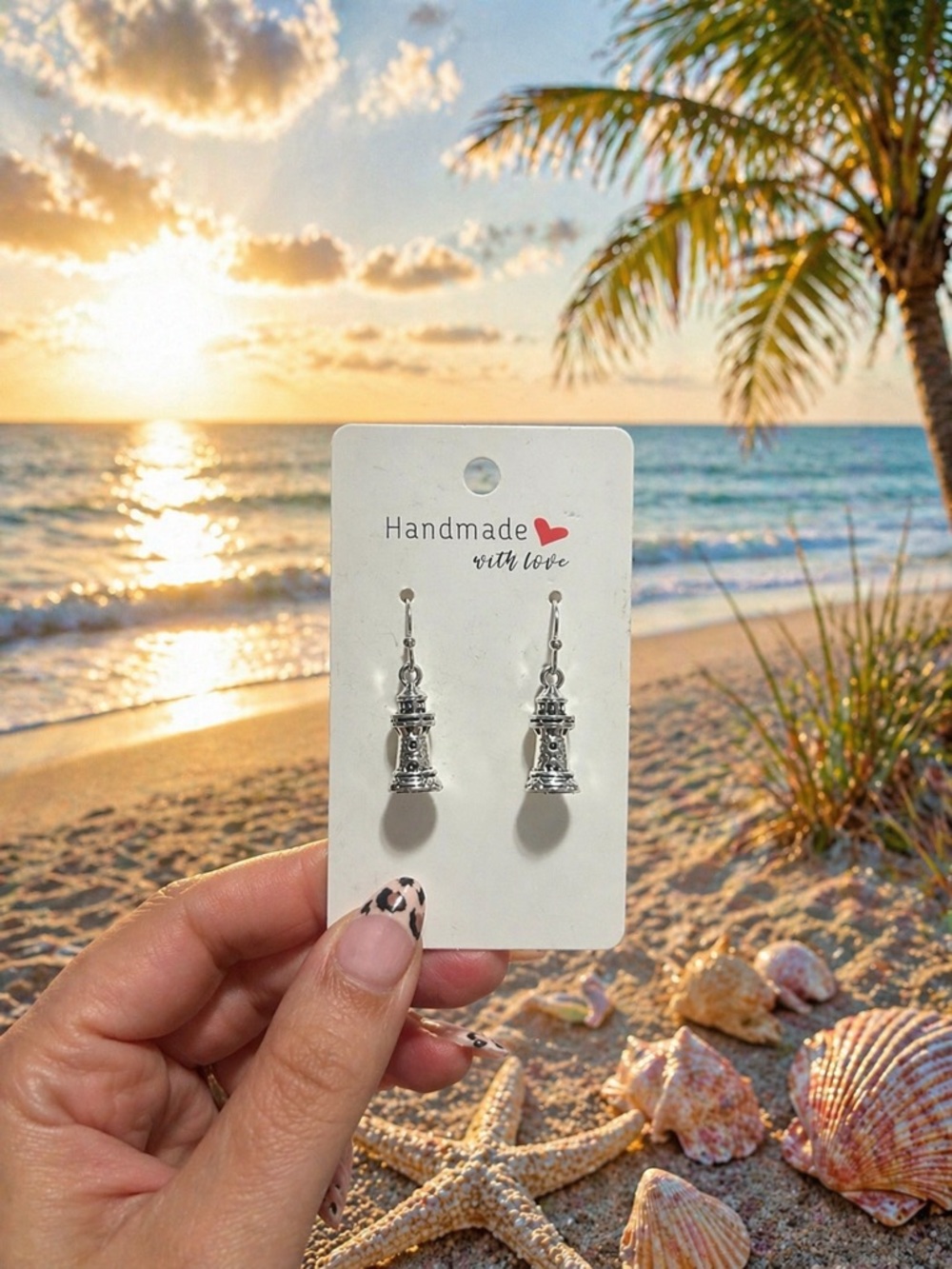Handmade Silver Lighthouse Drop Earrings